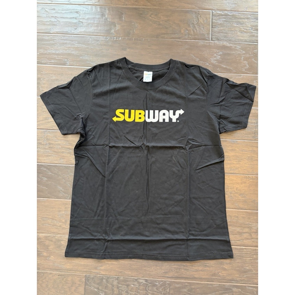 New SUBWAY T Shirt Logo Black Worker Staff Employee Restaurant Size XL